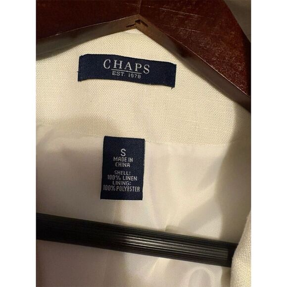 Chaps Men's White Linen Blazer Jacket Size S 2 Piece Notch Lapel - Picture 9 of 10
